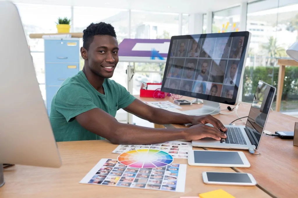 Man designing website
